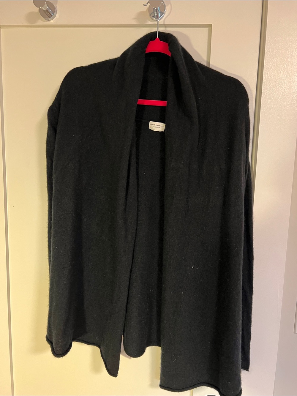 Club Monaco Black Open Drape Cashmere Blend Cardigan